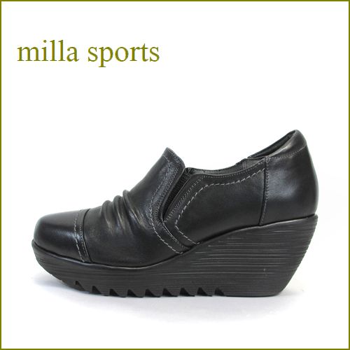 milla sports ミラスポーツ mi3992bl　ブラック　【プックリ、ボリュームのある・・新型 厚底ソール・・Miilla Sports 柔らかレザースリッポン】