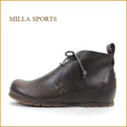 milla sports　ミラスポーツ　mi15500dn　ダークブラウン　【かわいい丸さのラウンドトゥ・幅広４Ｅ・　ひもアンクルブーツ】