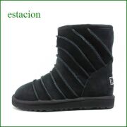 エスタシオン靴 estacion et20148bl　ブラック　【ハッピー気分で歩きましょ。・ ぽかぽか暖かい〜　エスタシオン しましまムートンブーツ】