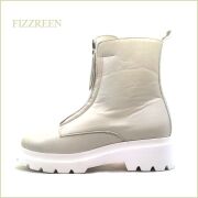 FIZZ REEN ホワイト レザー メッシュ ジッパーブーツ FIZZ REEN ホワイト レザー メッシュ ジッパーブーツ