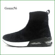 Gomu56  ゴムゴム　gm5539bl  ブラック  【お洒落エアークッション！　もこもこストレッチ・・ Gomu56 　ハイカットスニーカー】