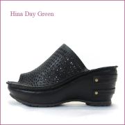 hina day green  ヒナデイグリン　hi4480bl  ブラック  【新鮮パンチングカット・・安心のふんわりクッション・・ hina  ミュール サンダル】