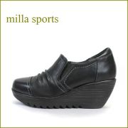 milla sports ミラスポーツ mi3992bl　ブラック　【プックリ、ボリュームのある・・新型 厚底ソール・・Miilla Sports 柔らかレザースリッポン】