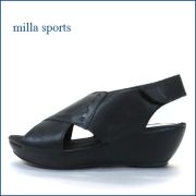 MILLA SPORTS / ミラスポーツ mi6361bl ブラック　【面ファスナーでしっかりフィット　milla　sports　柔らかレザーのシンプル サンダル】