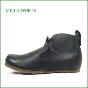 milla sports　ミラスポーツ　mi15500bl　ブラック　【かわいい丸さのラウンドトー・幅広４Ｅ・milla sports　ひもアンクルブーツ】