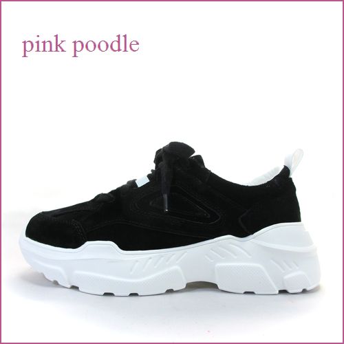 pink poodle　ピンクプードル　pi28bl　ブラック　【ボリュームたっぷり可愛いソール・・シンプルデザイン。。pink poodle・ダッドスニーカー】