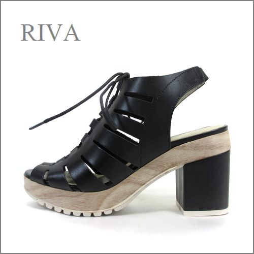 riva    リーバ　ri161bl  ブラック　【おしゃれなレースアップ＊＊ ボリューム・ヒール＊＊riva 可愛さ満点 ギリーサンダル】