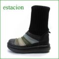 エスタシオン靴  estacion  et268bl　ブラックマルチ　【長さをアレンジしましょ！可愛いニット 。。エスタシオン・・しましまブーツ】