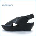 MILLA SPORTS / ミラスポーツ mi6361bl ブラック　【面ファスナーでしっかりフィット　milla　sports　柔らかレザーのシンプル サンダル】
