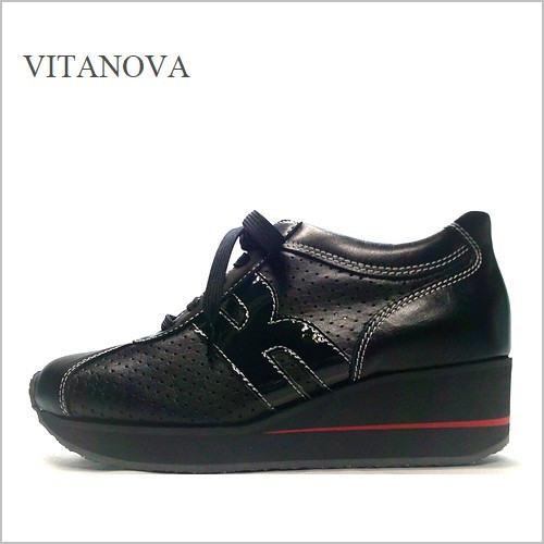 vitanova  ビタノバ   vt6967bl   ブラック　【星３つの履きやすさ・足に優しい土ふまずクッションパッド。vitanova 大人の厚底スニーカー】