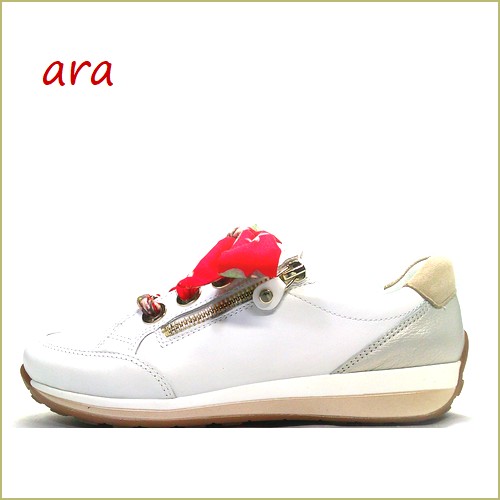 ara　アラ   OSAKA   ar34587wtre  ホワイトレッド　【可愛いスカーフのリボン！ バツグンの履き心地　ara  OSAKA  ハイソフトインソールのスニーカー】