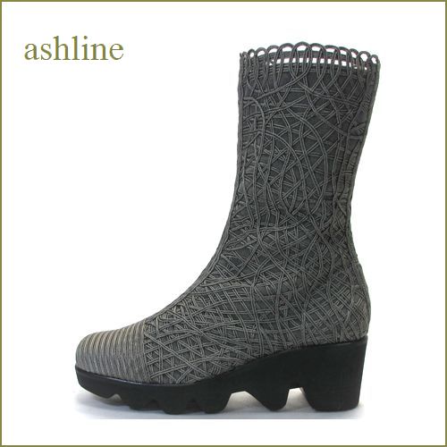 ashline  アシュライン  as12250gy  グレイ　【おしゃれ度アップする・・手仕事の高級コードレース素材。。 ashline　ショートブーツ】 【 復刻・限定生産品 】