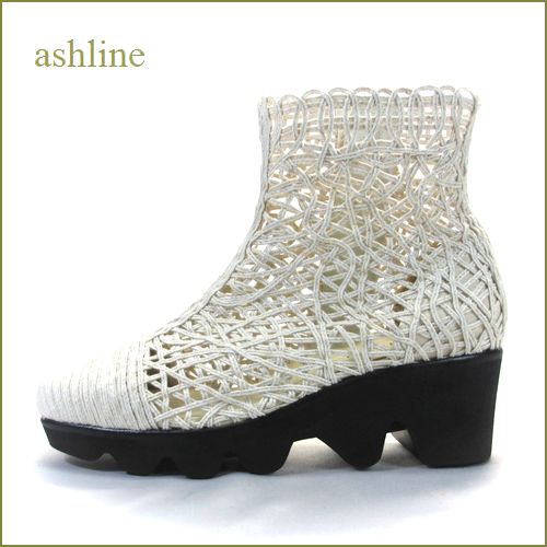 ashline  アシュライン  as12130iv  アイボリー　【可愛い長さでデビュー・・上品なデザイン。。 ashline　コードレース・ショートブーツ】【限定生産品】