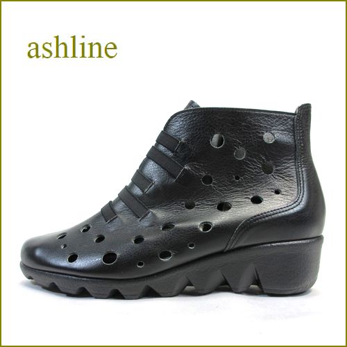 ashline　アシュライン　as5328bl　ブラック　【無理なく馴染むソフトレザー・・軽い作りの２００ｇ。。ashline・アンクル　ショートブーツ】