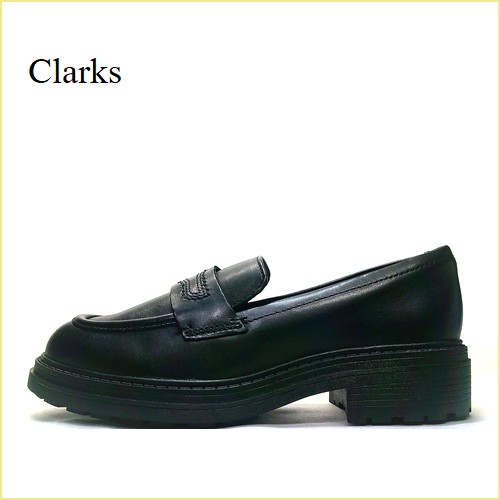 Clarks　クラークス　cl095bl　ブラック　【かわいい丸さのボリューム感・足あたりソフトな裏素材・Clarks  すっきりローファー】
