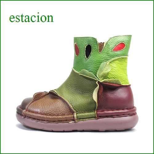 estacion  エスタシオン靴　  et204br ブラウン　【ワクワク元気。。エスタシオン靴・・・・カラフル・・可愛い！花花・万華鏡・ブーツ】