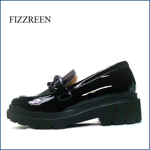 FIZZREEN　フィズリーン　fr1837ble  ブラックエナメル  【人気のデザインで歩こう・かわいいボリューム感！fizzreen　大活躍のエナメル ローファー】