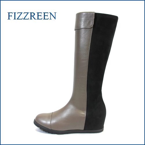 fizz reen フィズリーン fr1460ch  チャコール　【新鮮・・レザーとシルキーストレッチ。。。可愛いラウンドトゥ。。フィズリーン 安心のび～る上品ブーツ】