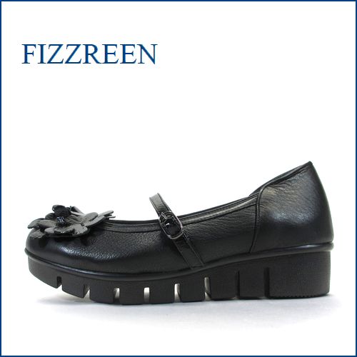 fizz reen　フィズリーン　 fr1572bl　ブラック　【曲がるソールと厚厚クッション・・足裏にとても優しい・・・fizz reen　・・かわいいお花ベルトパンプス】