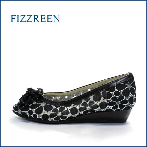 fizz reen フィズリーン fr7001bl ブラック　【かわいい上品リボン・・新鮮なレース素材・・ＦＩＺＺＲＥＥＮ・・２重クッション・パンプス】
