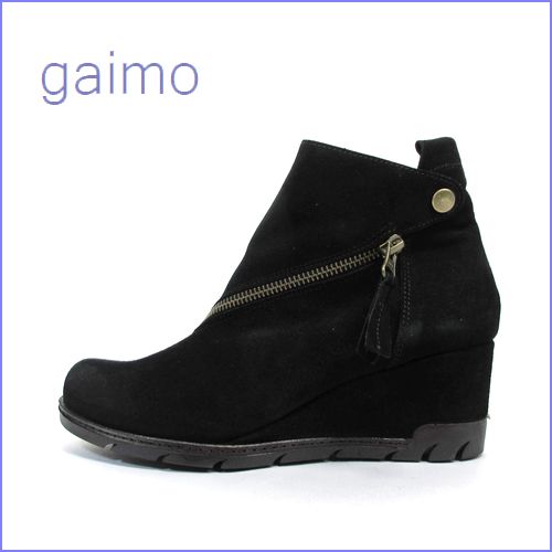 gaimo ガイモ　gm1031bl ブラック　【コロンとかわいい丸さ・・スペイン発！gaimo・足を包む柔らかレザーのウェッジ ショートブーツ】