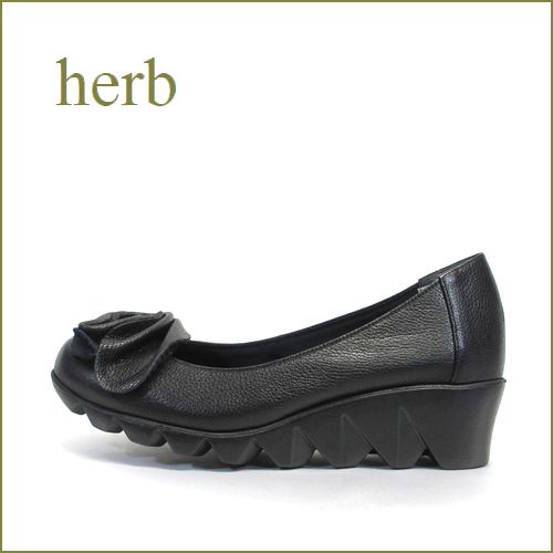 herb靴  ハーブ  hb086bl  ブラック  【ぐるぐるリボンの履きやすい・・herb靴・・ 軽量キャタピラソール・パンプス】