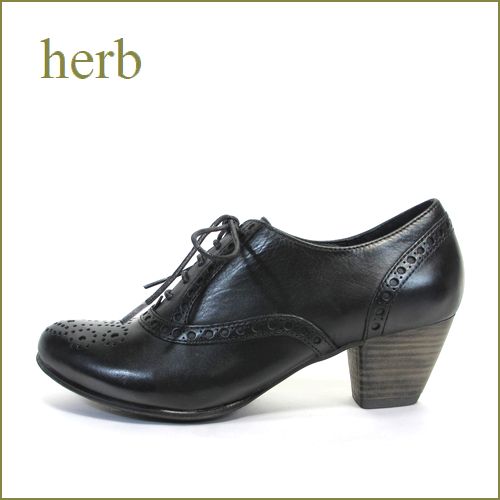 herb靴 ハーブ　hb14714bl　ブラック 【かわいいメダリオン・・クラッシック仕上げ・・　herb靴・・ヒールマニッシュ】