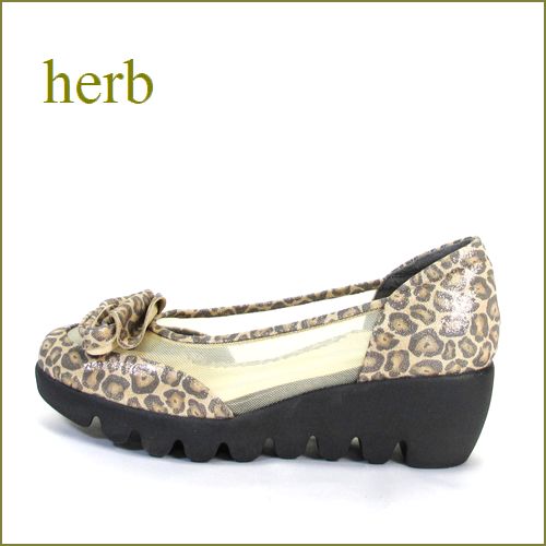 herb靴  ハーブ  hb3580hy  ヒョウ　【可愛いぐるぐるリボンと・なみなみ底の・・herb靴・履きやすいチュール・パンプス】