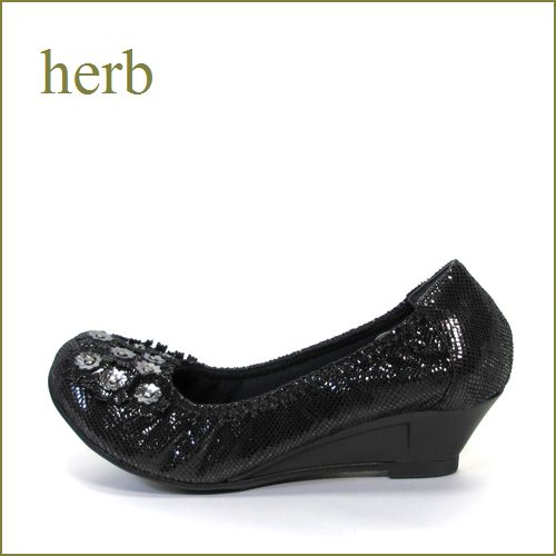 herb靴  ハーブ hb6335bl  ブラック　【外反母趾にやさしい・・柔らか仕立て・ herb靴  FIT FIT　ウェッジソール】