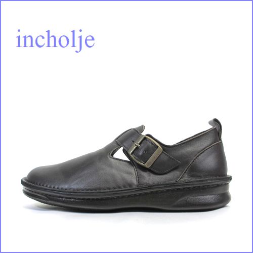 incholje インコルジェ　in8005dn ダークブラウン 【楽らくＦＩＴするソフトなレザー・incholje・シンプルで合わせやすい モンクストラップ】