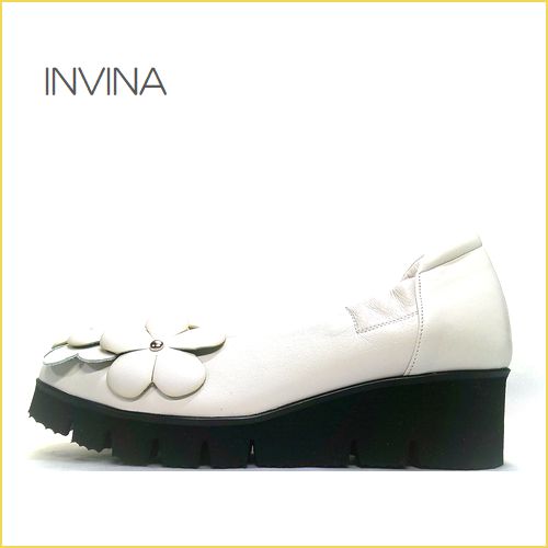 INVINA　インビナ  iv1265wt　ホワイト　【楽しく歩ける！やさしい履き心地・INVINA  可愛いお花の厚底パンプス】