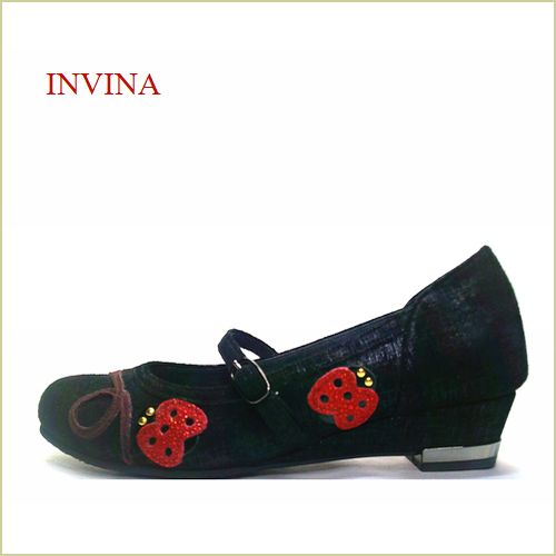 INVINA  インビナ  iv1530bl  ブラック  【可愛いぴかぴかテントウ虫・・軽さとクッションがポイント　INVINA   ベルトパンプス】
