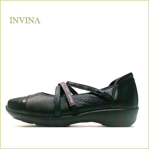 INVINA  インビナ  iv158bl ブラック　【ずっと歩ける厚めのソール・気持ちよいアーチクッション　INVINA・ベルトパンプス】