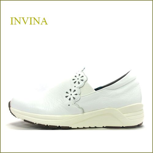 invina インビナ  iv2584wt 　ホワイト　【小粋で可愛いフラワーカット！INVINA　歩行に優しいウェーブ調の安らぎインソール】