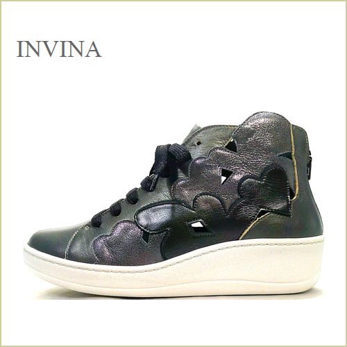 INVINA　インビナ   iv2585en 　ブラックコンビ　【オシャレで可愛いハートのデザイン・INVINA　幅広４Ｅの歩行に優しい 快適なショート】