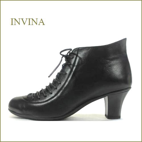 invina　インビナ  iv2705bl  ブラック　【きれいなシルエット・・ルームシューズのようなＦＩＴ感・・ invina レースアップ ブーティ―】