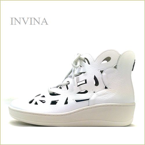 INVINA　インビナ  iv4452wt 　ホワイト【可愛いフラワーカット　締めつけない幅広　INVINA　 エレガントなレースアップスタイル】