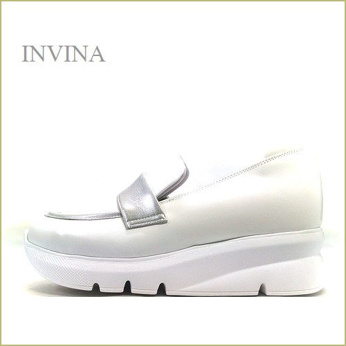 INVINA　インビナ  iv49203wt 　ホワイトシルバー【新鮮・ホワイト＆シルバー　横アーチがフィットする　INVINA　スニーカーソールのローファー】