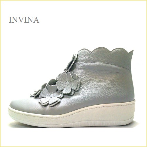 INVINA　インビナ  iv5703gy 　グレイ 【可愛いフラワーカット　締めつけない幅広４Ｅ　INVINA　 お花のショーツブーツ】