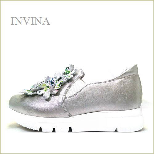 INVINA　インビナ  iv57303sl 　シルバー【可愛いお花が咲いている　ほっとする履き心地　INVINA　締めつけない幅広 スリッポン】