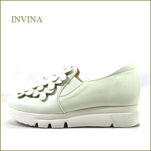 INVINA　インビナ  iv57303wt 　ホワイト 【外反母趾対策の厚層インソール　締めつけない幅広４E　INVINA　可愛いお花のスリッポン】