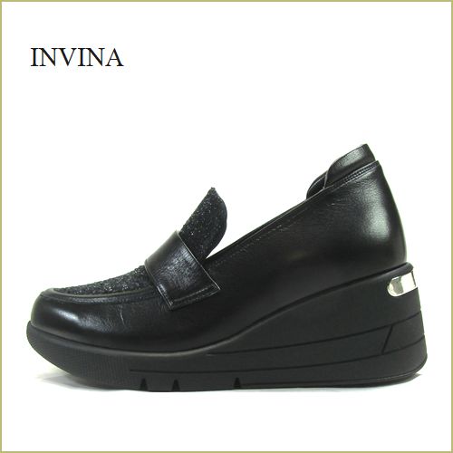 INVINA　インビナ  iv9203blc 　ブラック【ヒールアップで綺麗な姿勢・・ラメ入り素材の綺麗な INVINA ローファー】