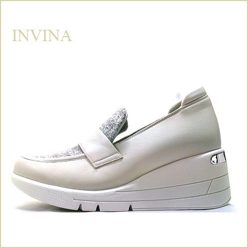 INVINA　インビナ  iv9203wtc 　ホワイト 【ヒールアップで綺麗な姿勢・・ラメ入り素材の綺麗な INVINA ローファー】