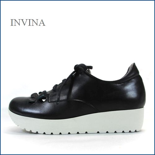 invina　インビナ  iv4453bl 　ブラック　【新鮮：可愛いお花のカット・・・リラックス効果のインソール。。invina　大人のスニーカースタイル】