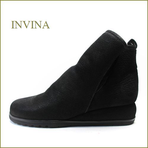 invina  インビナ靴  iv9803bl  ブラック　【スポッ と履ける巾広４Ｅ・・撥水加工で汚れにくい・・invina  シンプルで可愛いショートブーツ】