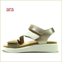ara　アラ  ar21407sa　サンドホワイトプラチナ　【オシャレな３色カラー・快適・優秀なハイソフトインソール！ 　ara・マジックベルト サンダル】