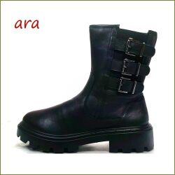 ara　アラ  ar59112bl　ブラック　【筒周りはベルトでフィット！ 快適・優秀なインソール！　アラ・・可愛いサイドベルト ブーツ】