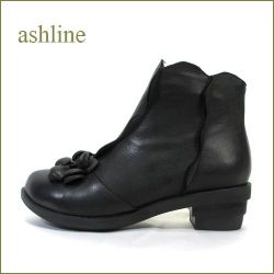 ashline　アシュライン　as11bl　ブラック　【可愛いお花とフラワーカット・・・ashline・・ アイロントゥのショートブーツ】