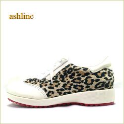 ashline  アシュライン  as20061hy 　オフホワイト レオパード　【可愛い赤色ソール　肌触りの良い裏素材　ashline   レオパード スニーカー】