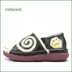 エスタシオン靴  ESTACION  et418blc  ブラックコンビ　【福よ来い来いカワイイ招き猫。エスタシオン靴・猫 スリッポン】